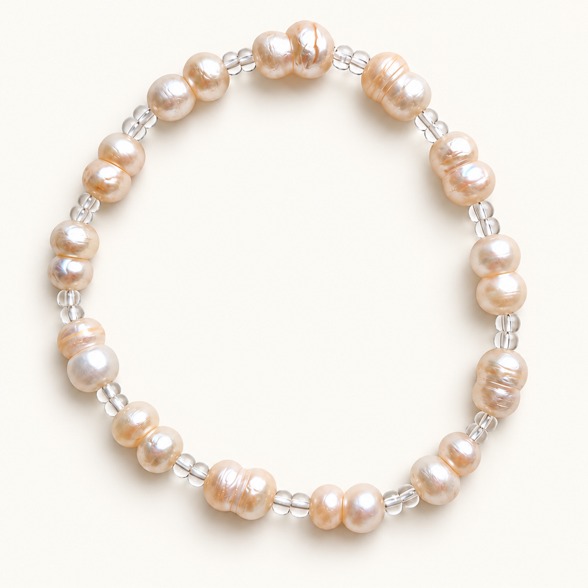Mom Clear Duo Pearl Stretch Anklet
