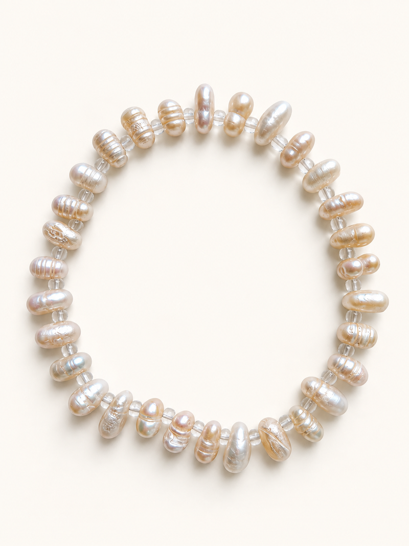 Daughter Clear Spacer Pearl Stretch Anklet