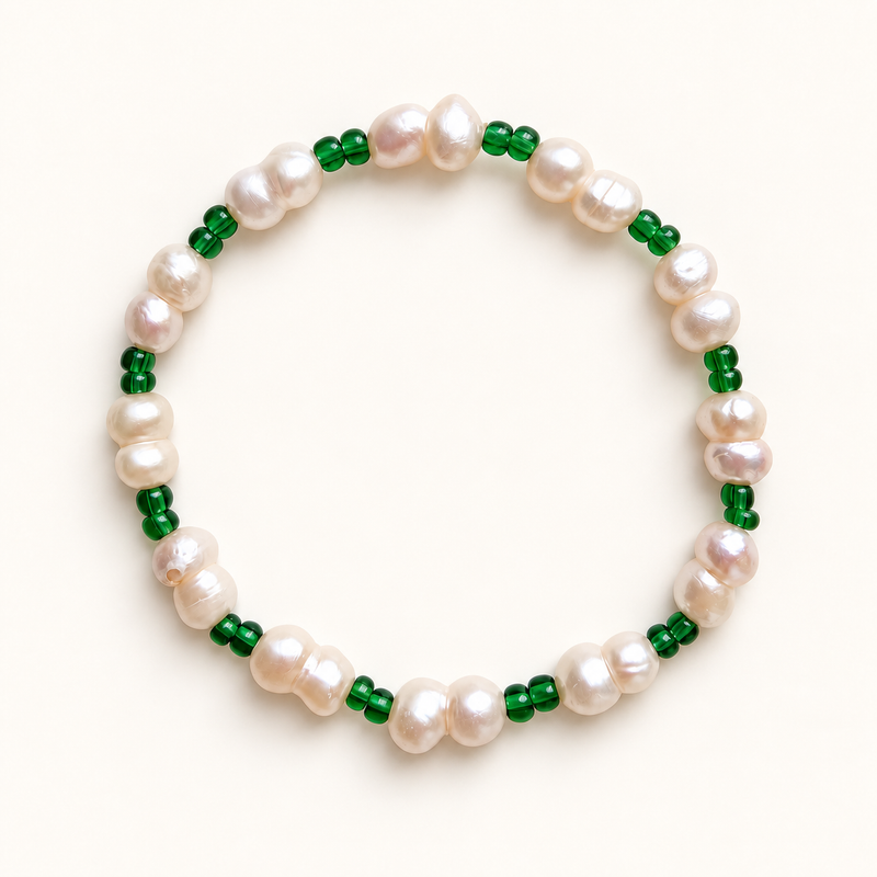 Daughter Green Pearl Stretch Anklet