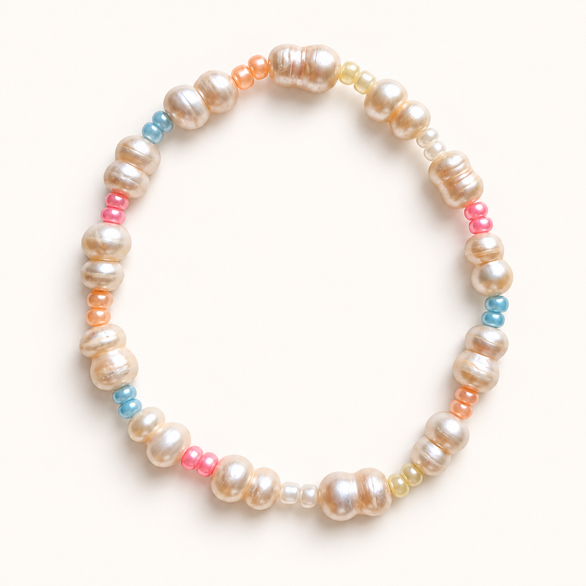 Mom Pastel Pearl Stretch Anklet
