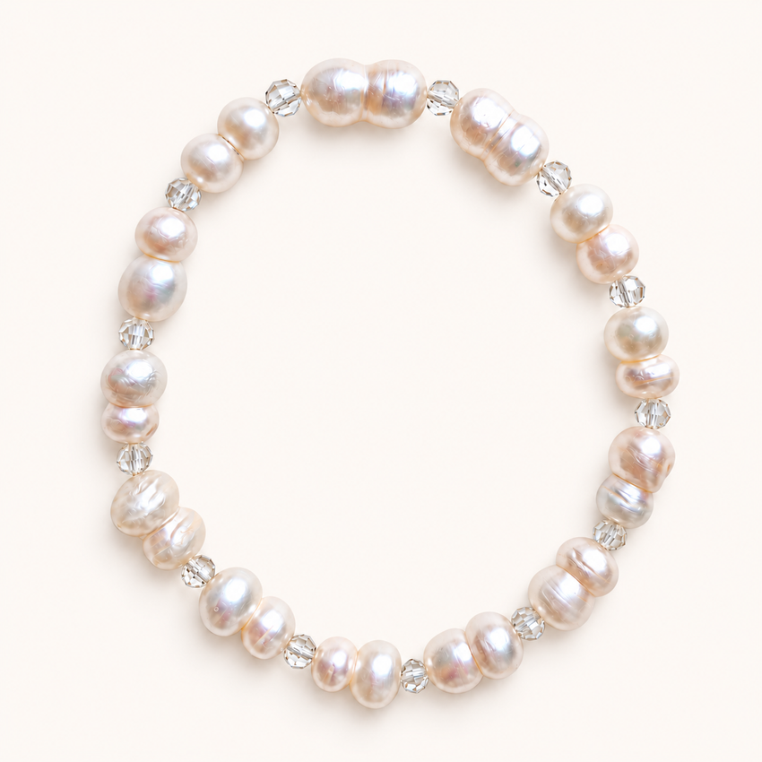 Mom Pearl & Clear Bead Anklet